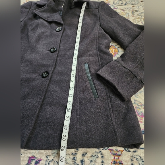 Faded Glory, Women's Grey/Black Button Up Pea Coat Wide Collard Y2K, sz MD (8/10 - Picture 11 of 15